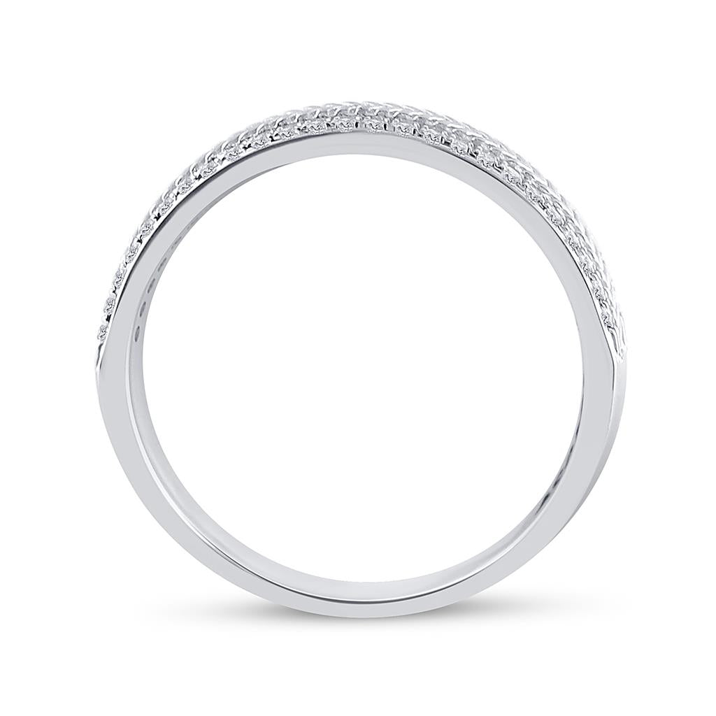 14k White Gold Round Diamond Wedding Wheat Texture Band Ring 1/3 Cttw