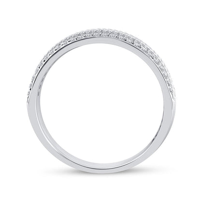14k White Gold Round Diamond Wedding Wheat Texture Band Ring 1/3 Cttw