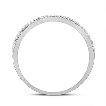 14k White Gold Round Diamond Wedding Rope Inlay Band Ring 1/3 Cttw