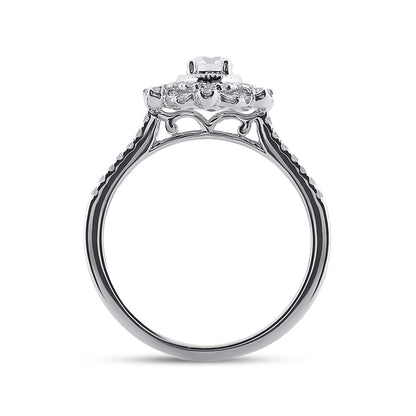 14k White Gold Round Diamond Bridal Wedding Ring Set 1 Cttw (Certified)