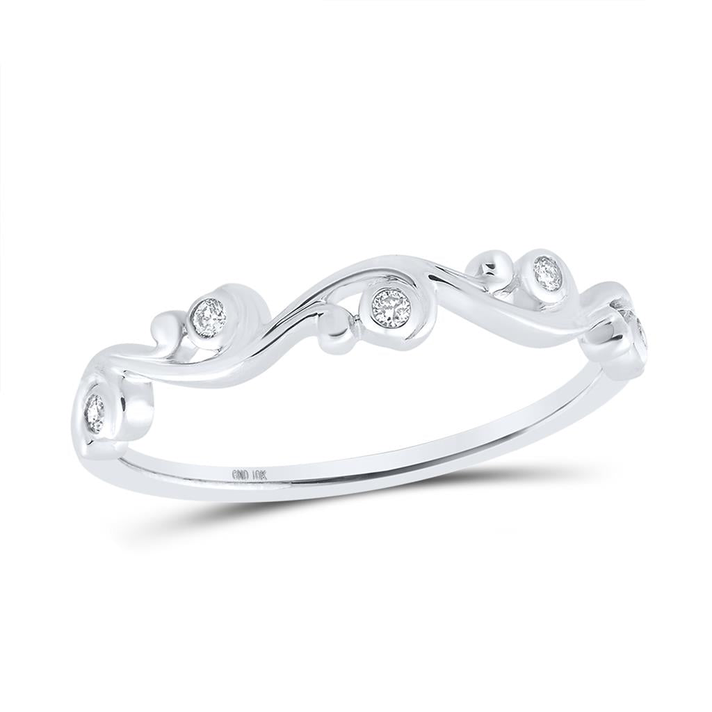 14k White Gold Round Diamond Band Ring 1/20 Cttw