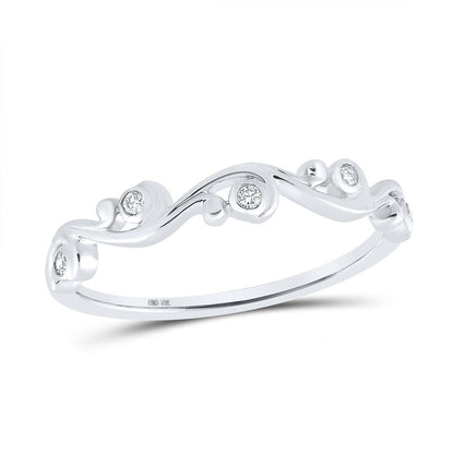 14k White Gold Round Diamond Band Ring 1/20 Cttw