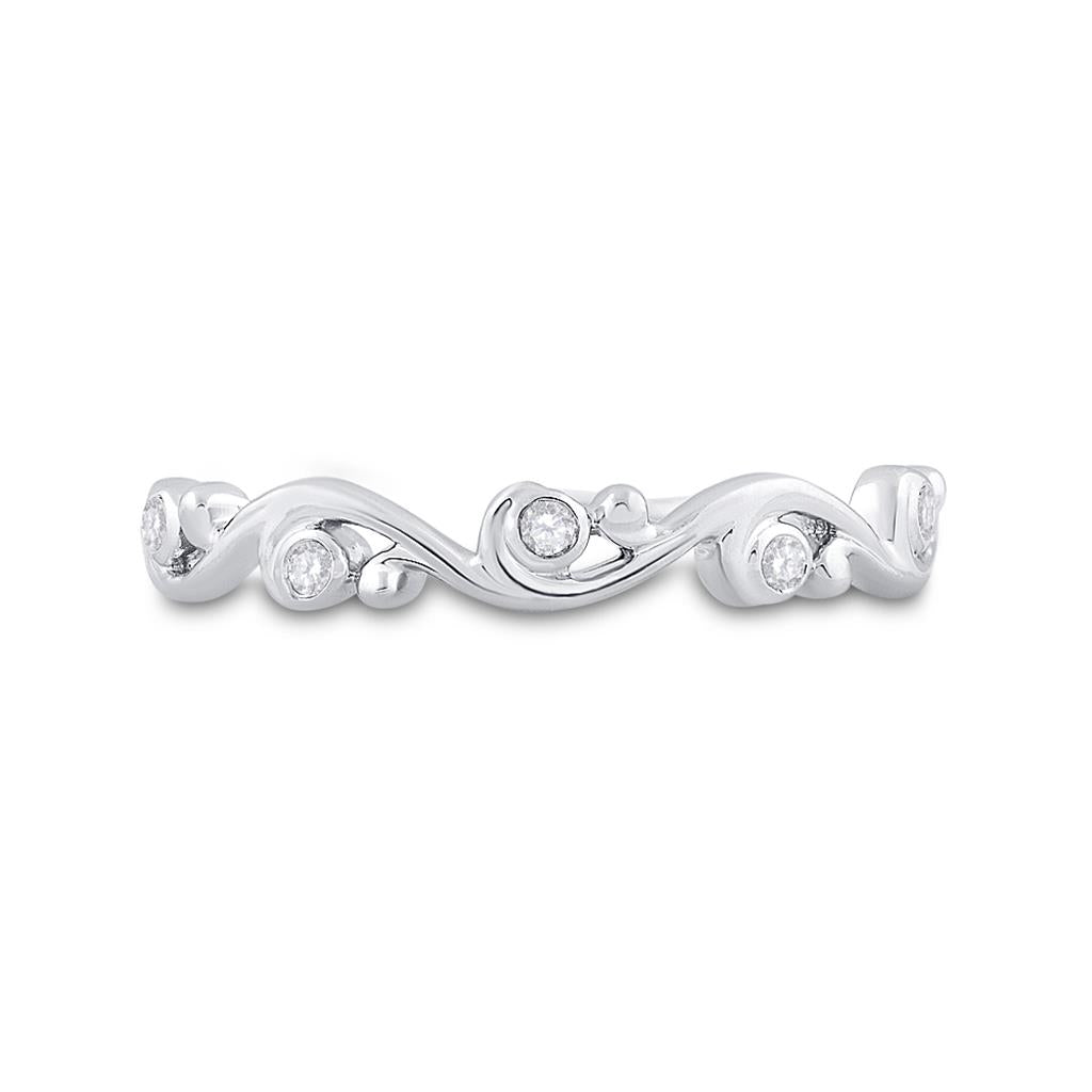 14k White Gold Round Diamond Band Ring 1/20 Cttw