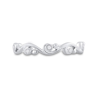 14k White Gold Round Diamond Band Ring 1/20 Cttw