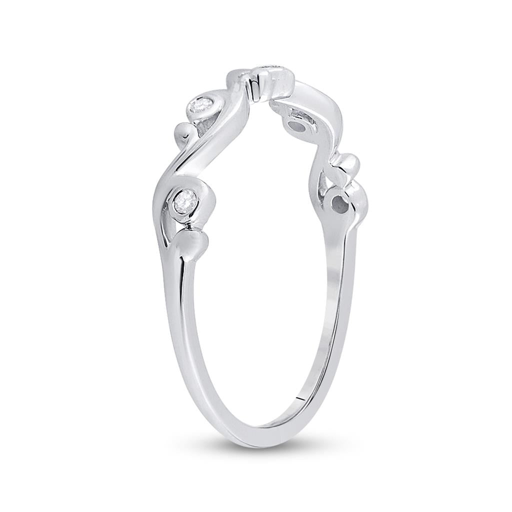 14k White Gold Round Diamond Band Ring 1/20 Cttw