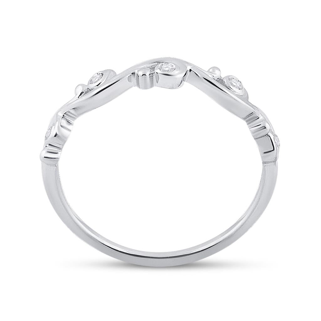 14k White Gold Round Diamond Band Ring 1/20 Cttw