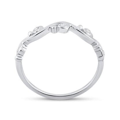 14k White Gold Round Diamond Band Ring 1/20 Cttw