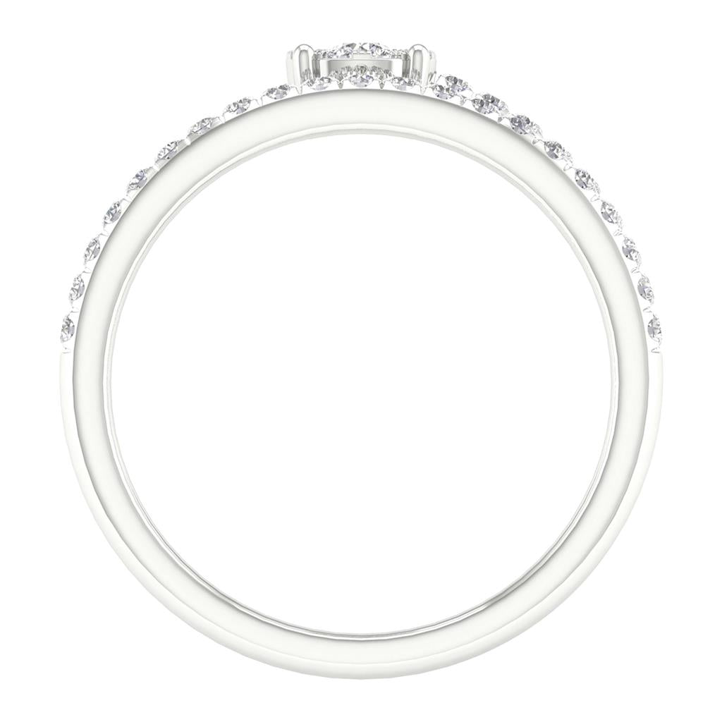 14k White Gold Round Diamond Spiral Band Ring 1/3 Cttw