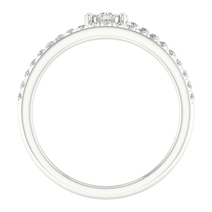 14k White Gold Round Diamond Spiral Band Ring 1/3 Cttw