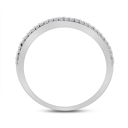 14k White Gold Round Diamond Heart Band Ring 1/6 Cttw