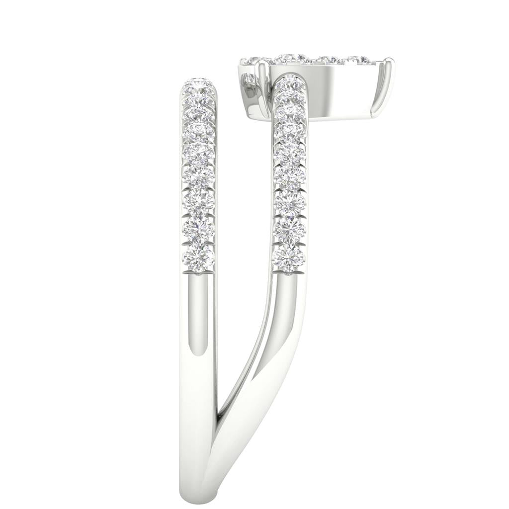 14k White Gold Round Diamond Pear Teardrop Spiral Band Ring 1/3 Cttw