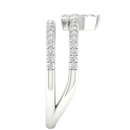 14k White Gold Round Diamond Pear Teardrop Spiral Band Ring 1/3 Cttw