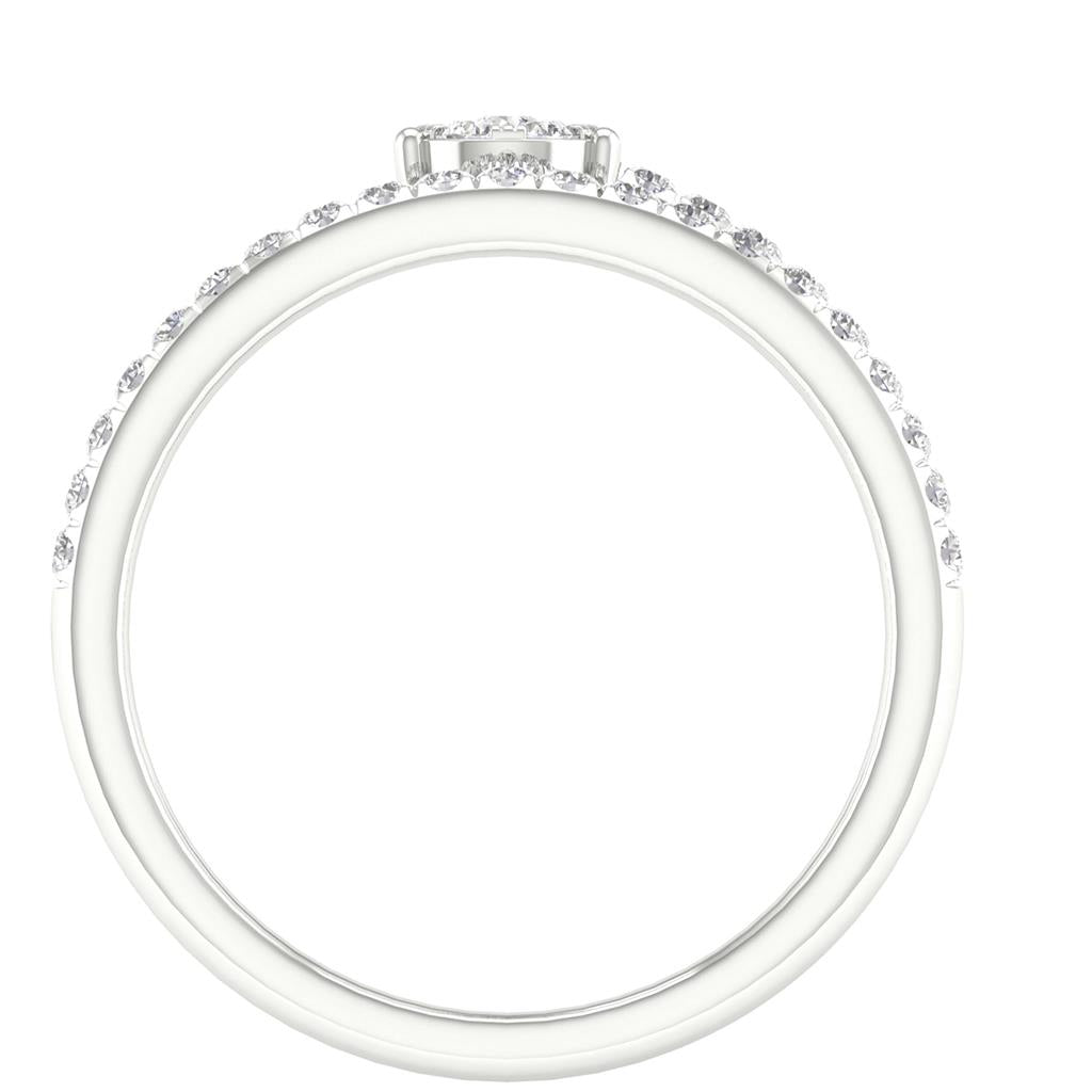 14k White Gold Round Diamond Pear Teardrop Spiral Band Ring 1/3 Cttw