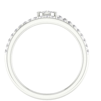 14k White Gold Round Diamond Pear Teardrop Spiral Band Ring 1/3 Cttw