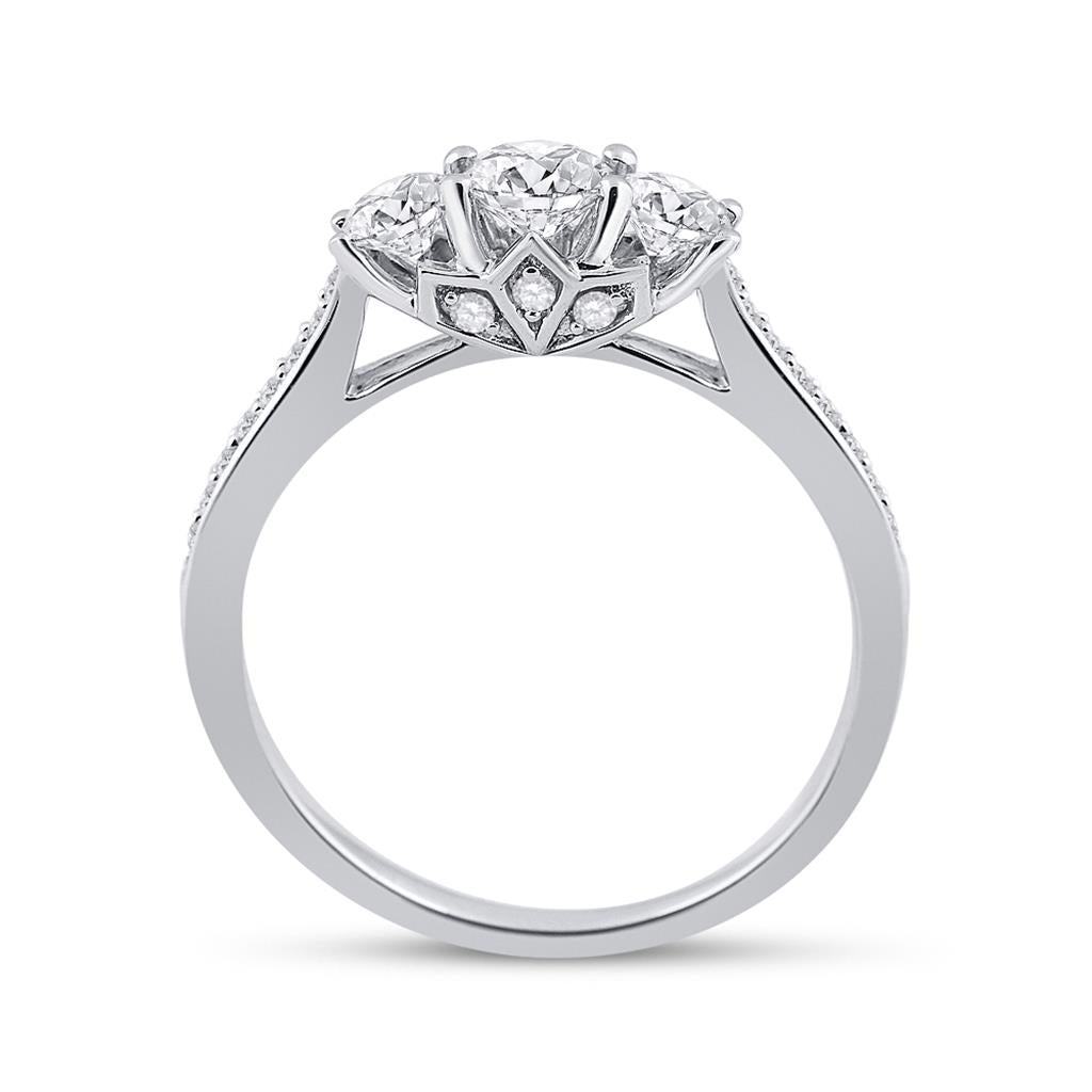14k White Gold Round Diamond Bridal Wedding Ring Set 1 Cttw (Certified)