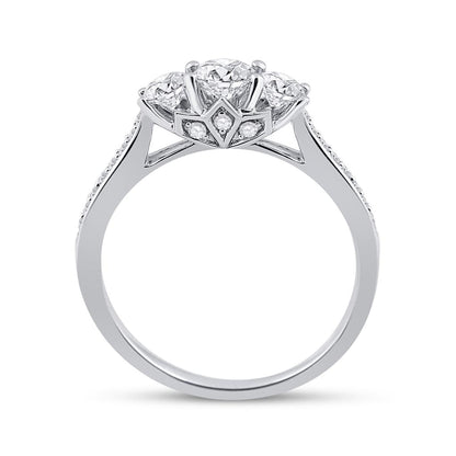 14k White Gold Round Diamond Bridal Wedding Ring Set 1 Cttw (Certified)
