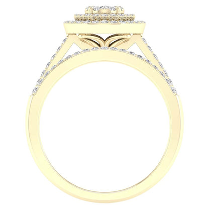 14k Yellow Gold Round Diamond Oval Bridal Wedding Ring Set 1/2 Cttw