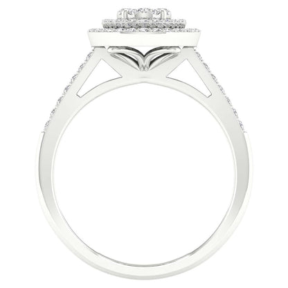 14k White Gold Round Diamond Oval Bridal Wedding Ring Set 1/2 Cttw