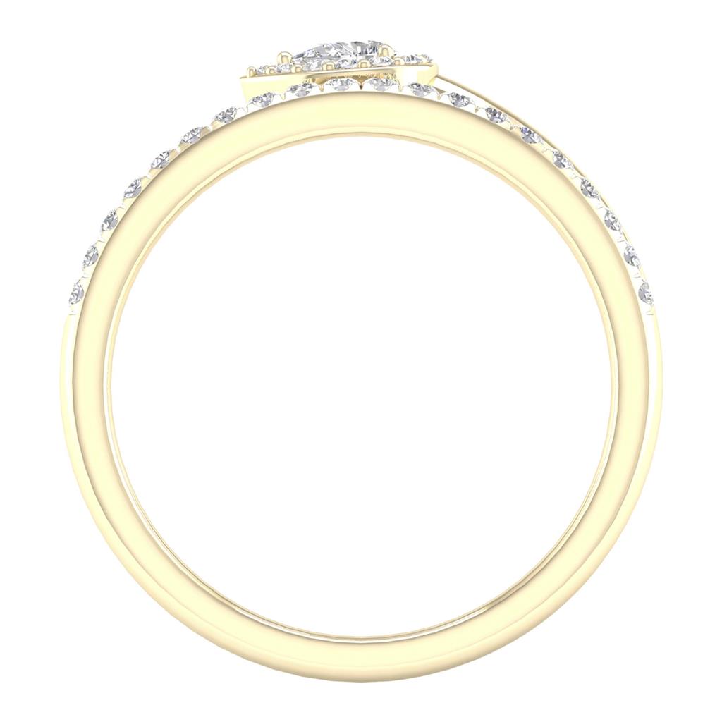 14k Yellow Gold Pear Diamond Spiral Teardrop Band Ring 1/4 Cttw