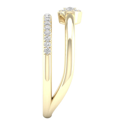 14k Yellow Gold Pear Diamond Spiral Teardrop Band Ring 1/4 Cttw