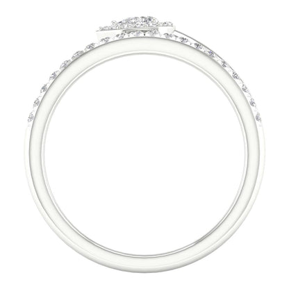 14k White Gold Pear Diamond Spiral Teardrop Band Ring 1/4 Cttw