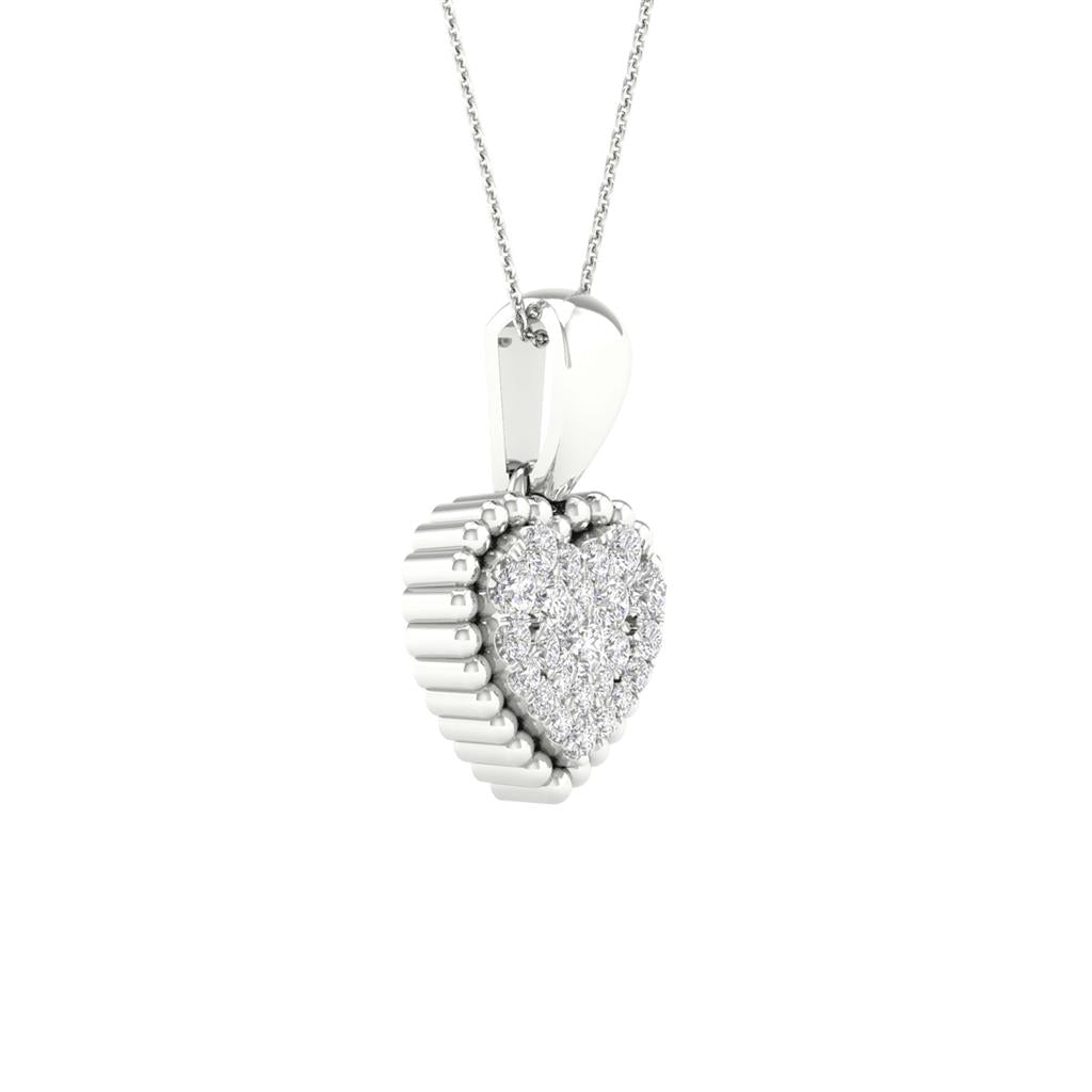 14k White Gold Round Diamond Heart Pendant 1/8 Cttw
