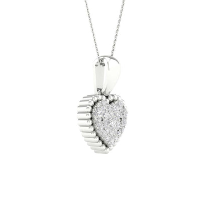 14k White Gold Round Diamond Heart Pendant 1/8 Cttw