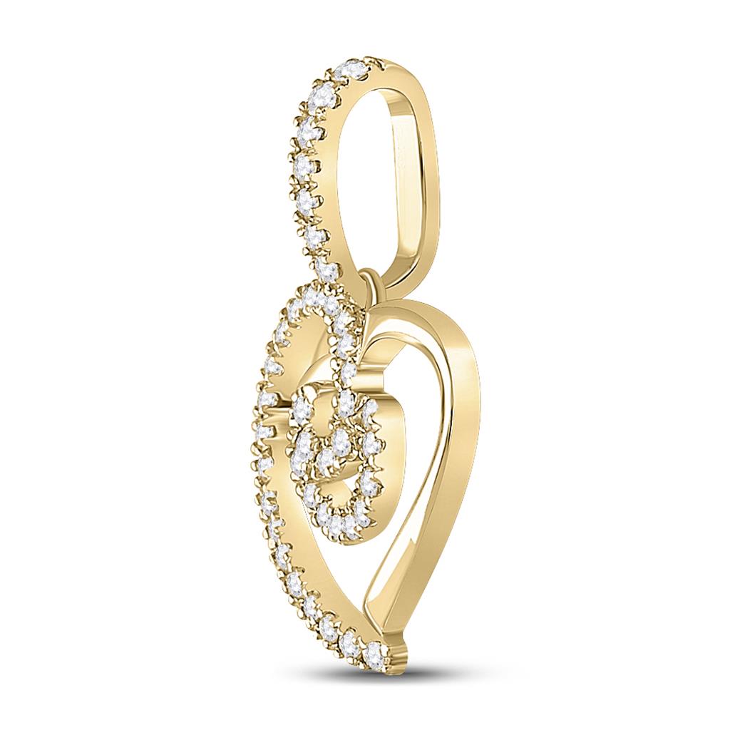 14k Yellow Gold Round Diamond Heart Pendant 1/5 Cttw