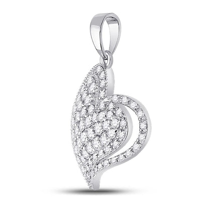 14k White Gold Round Diamond Heart Pendant 5/8 Cttw
