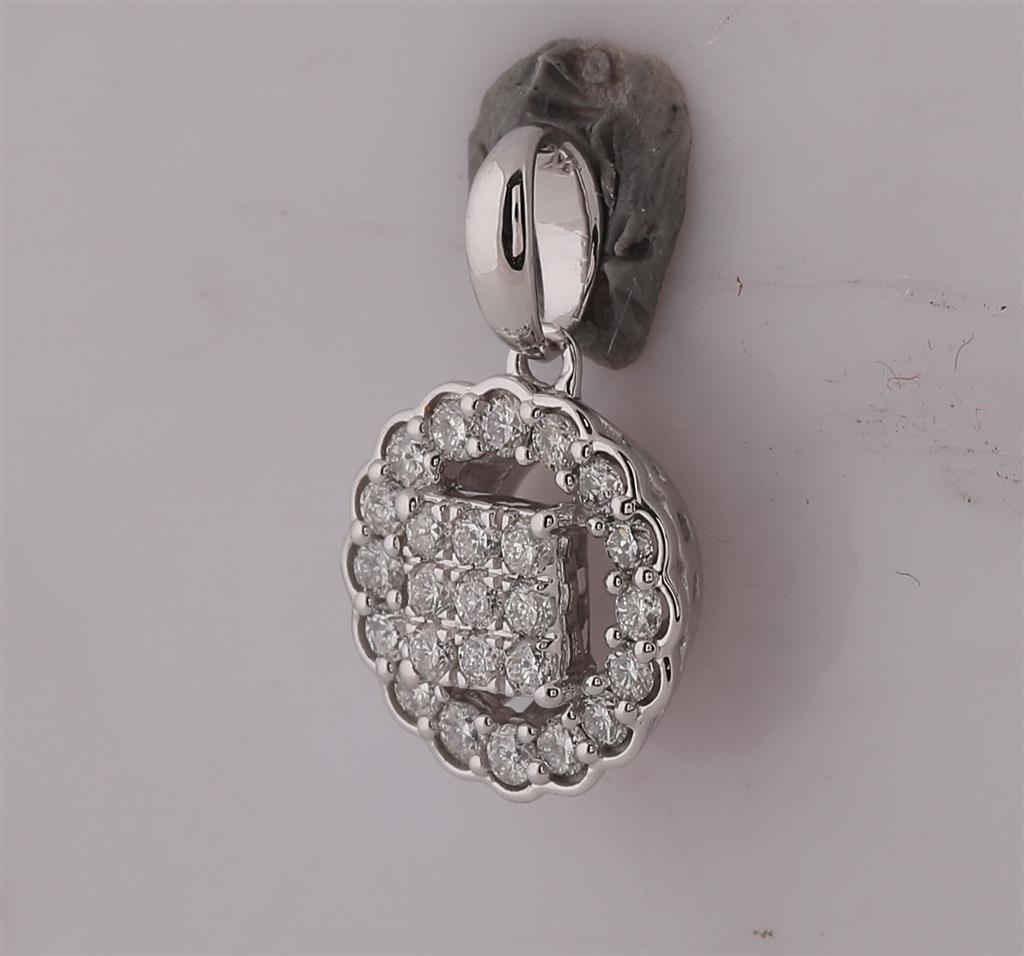 14k White Gold Round Diamond Circle Pendant 1/4 Cttw