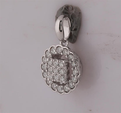 14k White Gold Round Diamond Circle Pendant 1/4 Cttw