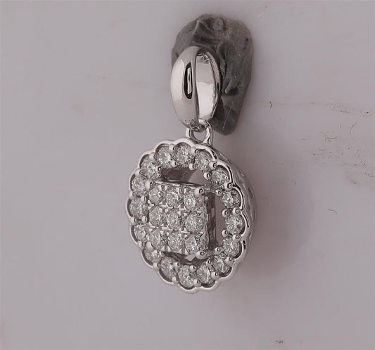 14k White Gold Round Diamond Circle Pendant 1/4 Cttw