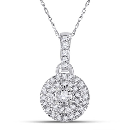 14k White Gold Round Diamond Circle Pendant 1/6 Cttw