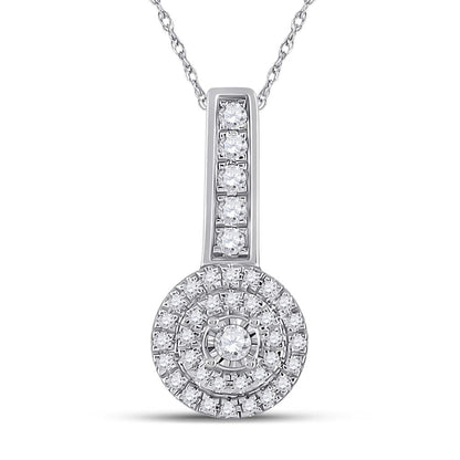 14k White Gold Round Diamond Circle Pendant 1/5 Cttw