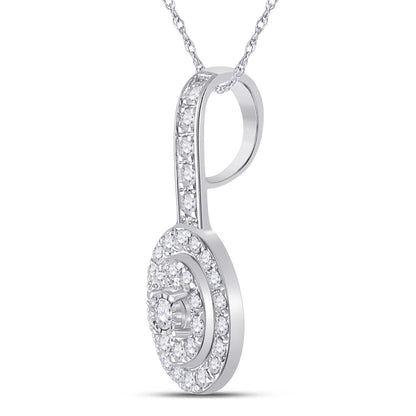 14k White Gold Round Diamond Fashion Pendant 1/3 Cttw