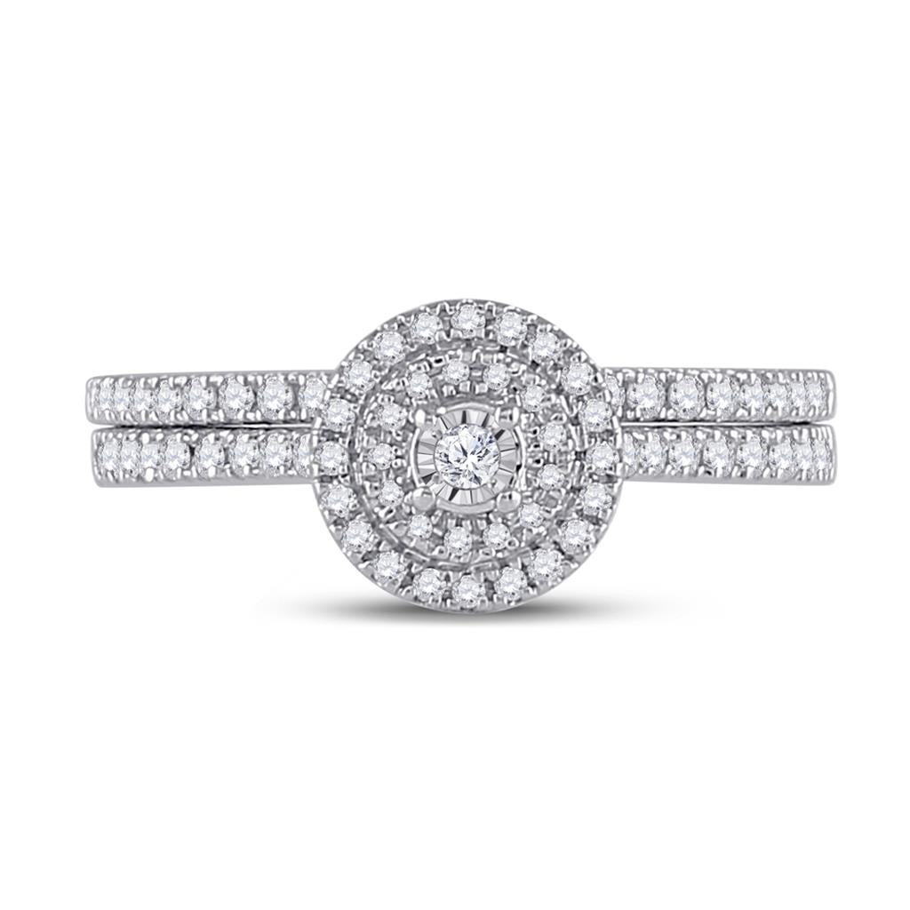 14k White Gold Round Diamond Bridal Wedding Ring Set 1/3 Cttw