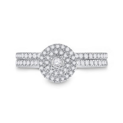 14k White Gold Round Diamond Bridal Wedding Ring Set 1/3 Cttw