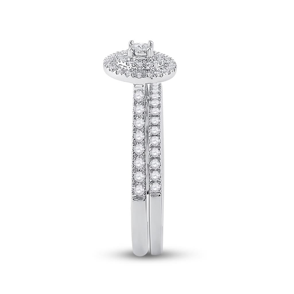 14k White Gold Round Diamond Bridal Wedding Ring Set 1/3 Cttw