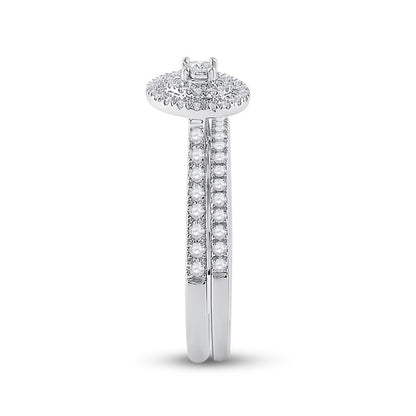 14k White Gold Round Diamond Bridal Wedding Ring Set 1/3 Cttw