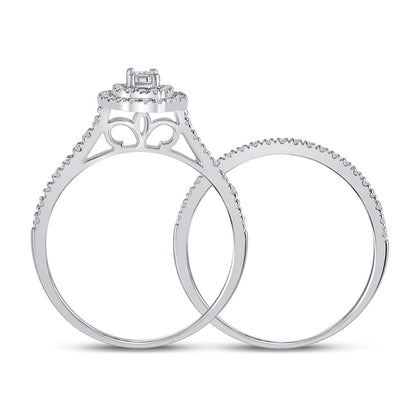 14k White Gold Round Diamond Bridal Wedding Ring Set 1/3 Cttw