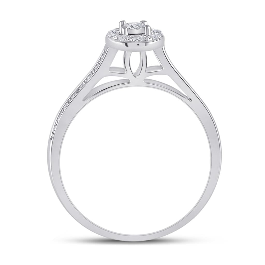 14k White Gold Round Diamond Bridal Wedding Ring Set 1/2 Cttw