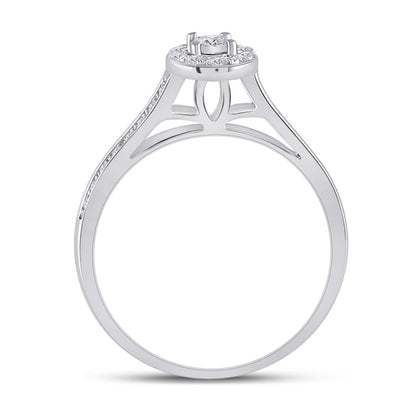 14k White Gold Round Diamond Bridal Wedding Ring Set 1/2 Cttw