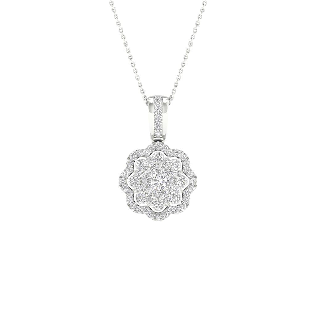 14k White Gold Round Diamond Fashion Pendant 1/4 Cttw