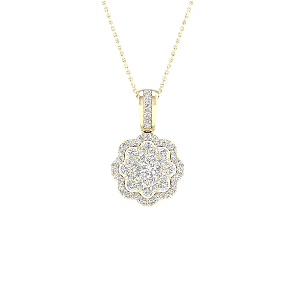 14k Yellow Gold Round Diamond Fashion Pendant 1/4 Cttw