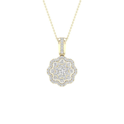 14k Yellow Gold Round Diamond Fashion Pendant 1/4 Cttw