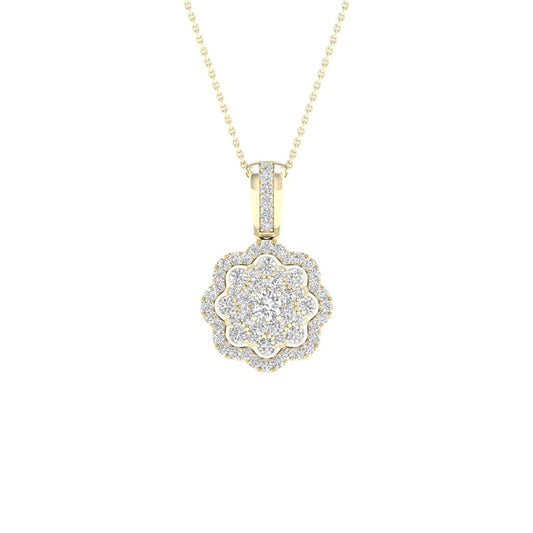 14k Yellow Gold Round Diamond Fashion Pendant 1/4 Cttw