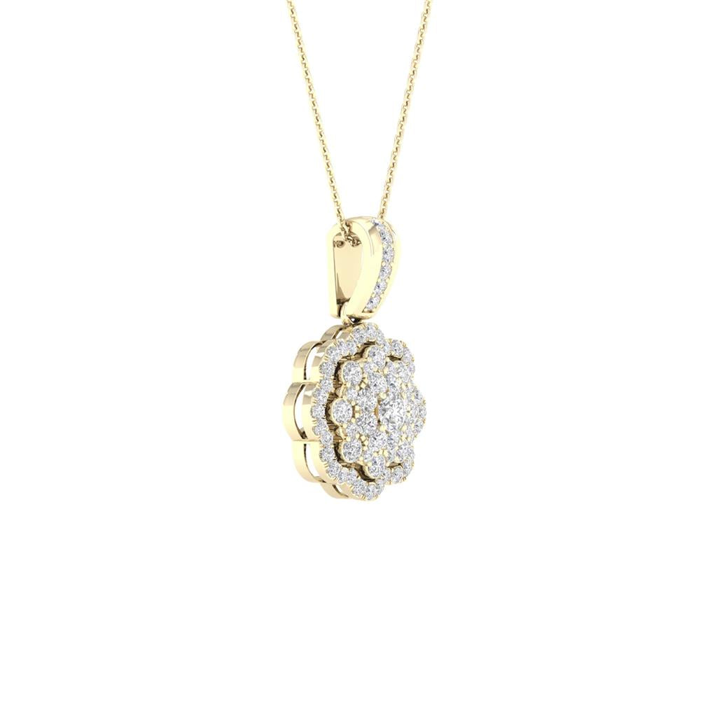 14k Yellow Gold Round Diamond Fashion Pendant 1/4 Cttw