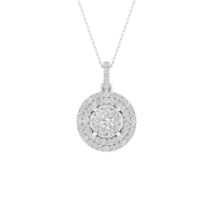 14k White Gold Round Diamond Cluster Pendant 1/4 Cttw