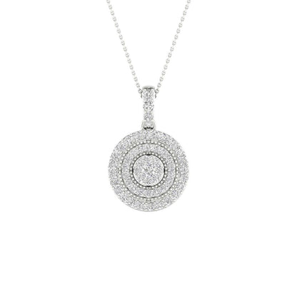 14k White Gold Round Diamond Cluster Pendant 1/4 Cttw