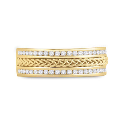 14k Yellow Gold Round Diamond Wedding Braided Band Ring 1/2 Cttw
